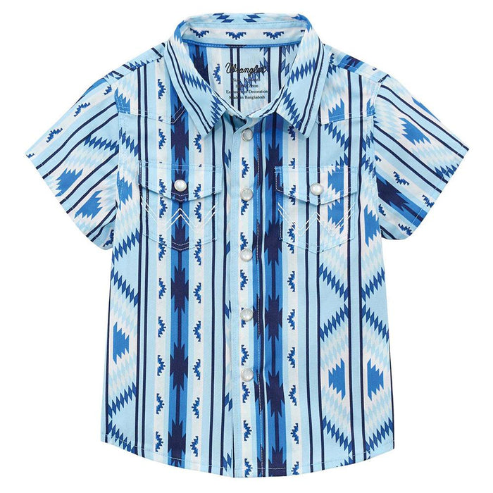 Infant Boy's Blue Aztec Snap Shirt