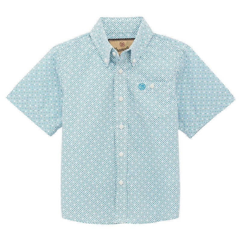 Boy's Teal Print Short Sleeve Shirt