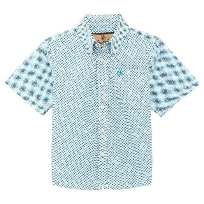 Boy's Teal Print Short Sleeve Shirt