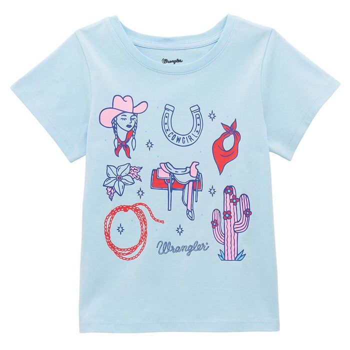 Girl's Blue Western Motif Tee Shirt