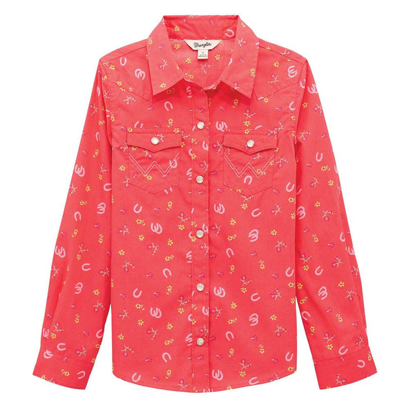 Girl's Pink Horseshoe Snap Shirt