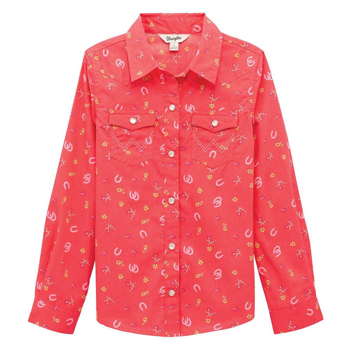 Girl's Pink Horseshoe Snap Shirt