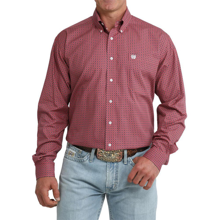 Men's Pink Floral Long Sleeve Shirt