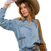 Women's Washed Denim Embroidered Western Shirt