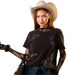 Women's Washed Black Top