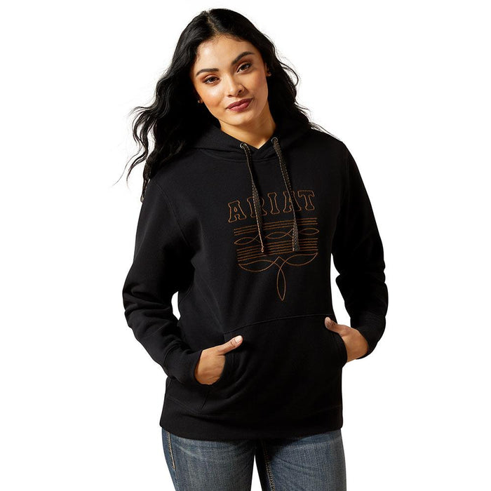 Women's Black Booted Logo Hoodie