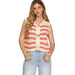 Women's Coral Striped Sleeveless Sweater Vest