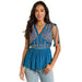 Women's Teal Cinched Embroidery Top