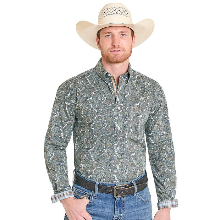 Men's Tan Paisley Snap Shirt
