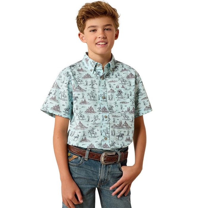 Boy's Blue Glow Button Shirt