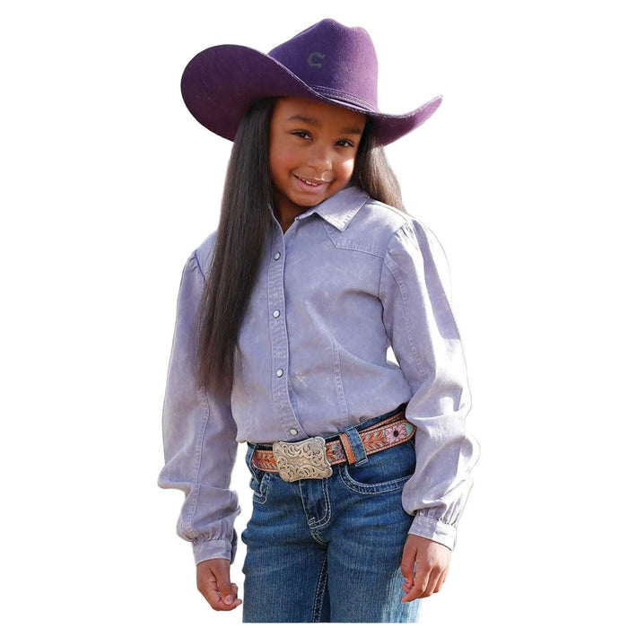 Girls Lilac Pearl Snap Shirt