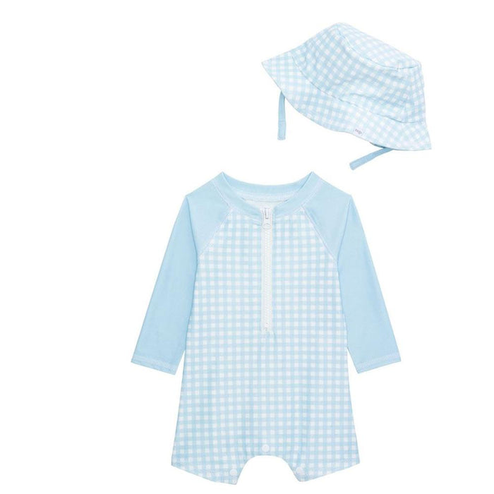 Boy's Gingham Blue Swimsuit