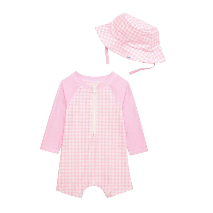 Girl's Gingham Pink Swimsuit
