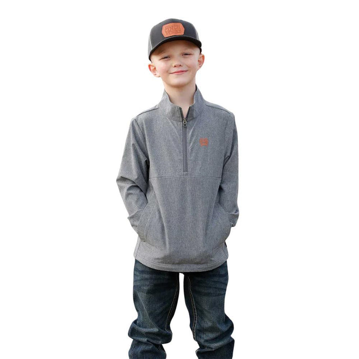 Boy's Grey 1/4 Zip Wind Breaker