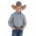 Boy's Cream Print Long Sleeve Button Shirt