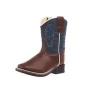 Toddler's Brown Foot and Midnight Blue Shaft Square Toe Boot