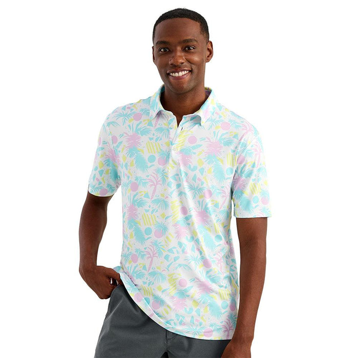 Men's White Pursuit Printed Polo