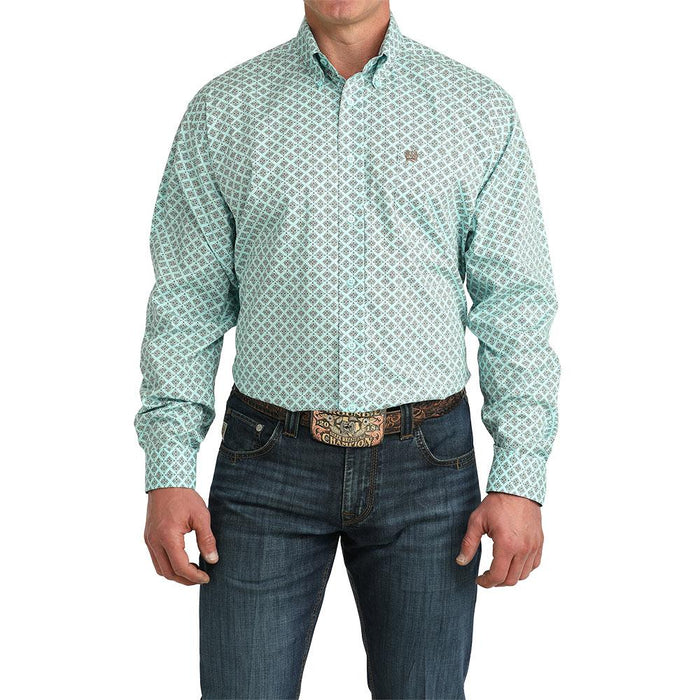 Men's Blue Geometric Diamond Print