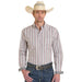 Men's Maroon Dobby Striped Long Sleeve Shirt