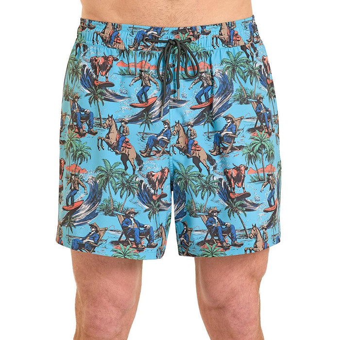Men's Turquoise Cowboy Swim Trunks