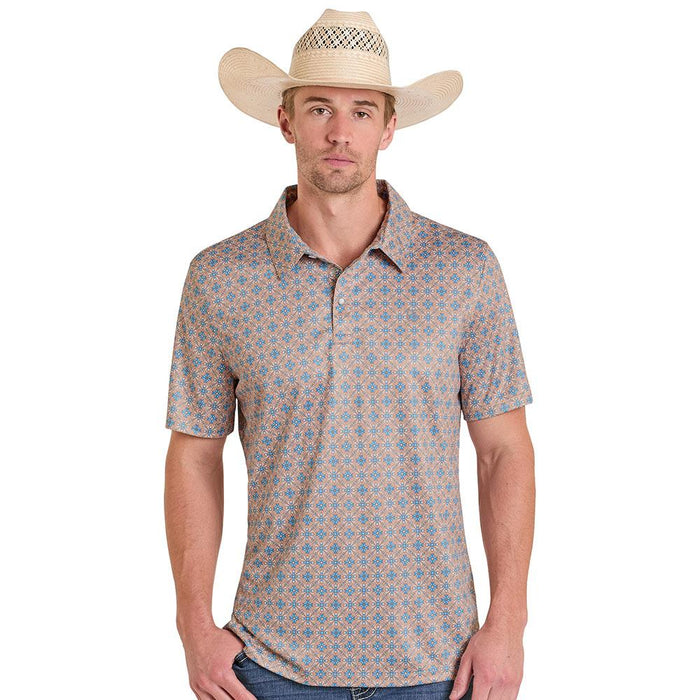 Men's Natural Medallion Print Performance Polo