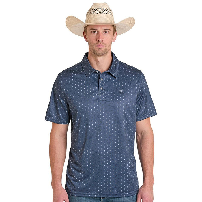 Men's Navy Ditsy Arrow Print Performance Polo
