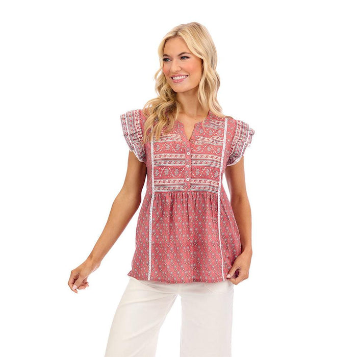 Red Marina Flutter Top
