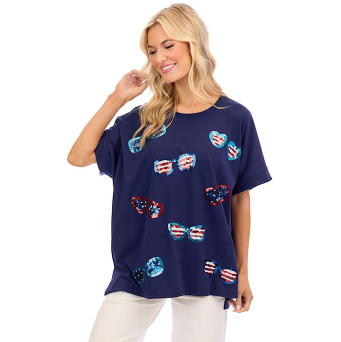 Navy Americana Sparkle Top