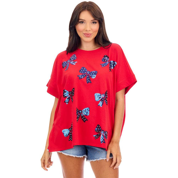 Red Americana Sparkle Top