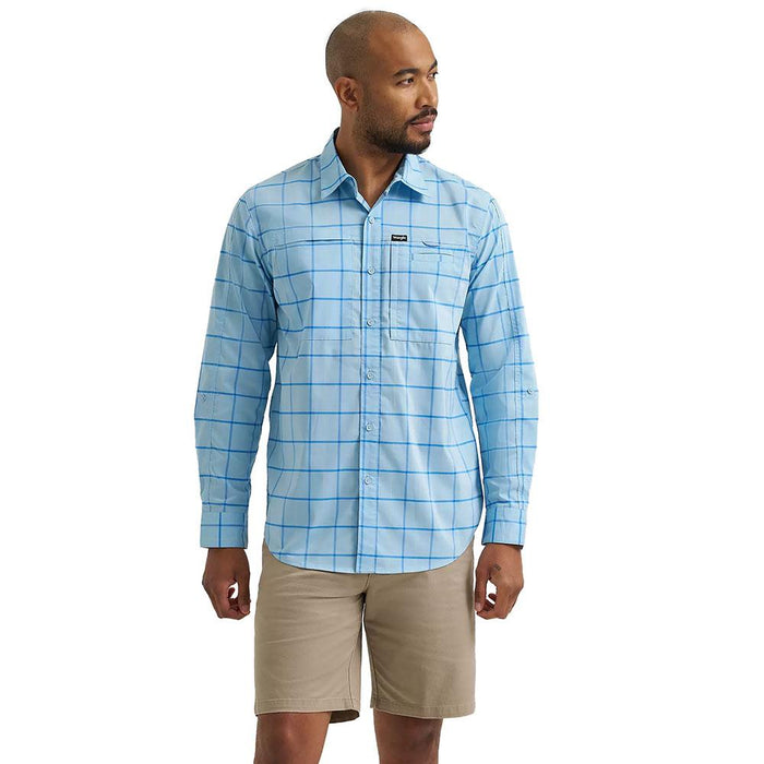 Men's Cerulean Windowpane Hike To Fish ATG Shirt