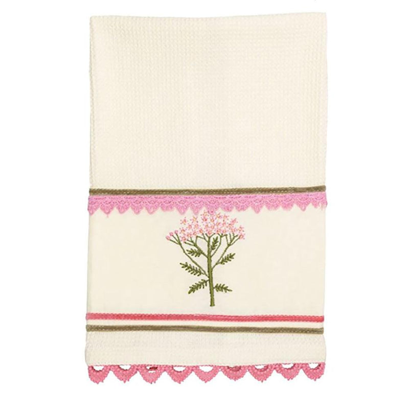 Pink Floral Embroidered Towel