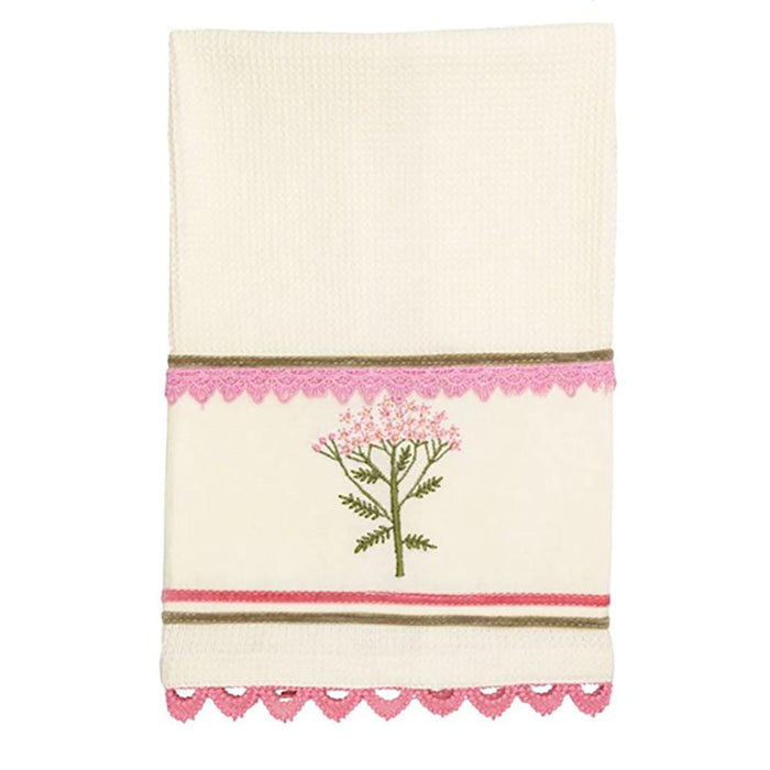 Pink Floral Embroidered Towel