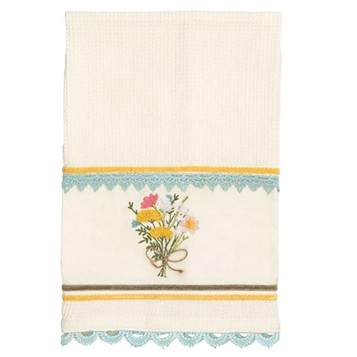 Yellow Floral Embroidered Towel