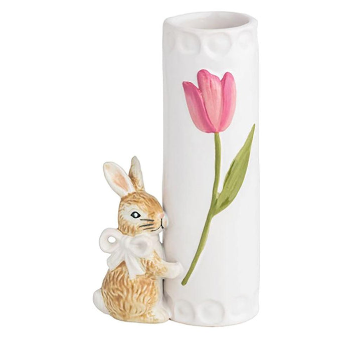 White Bow Bunny Bud Vase
