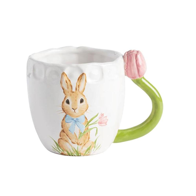 Pink Tulip Handle Mug