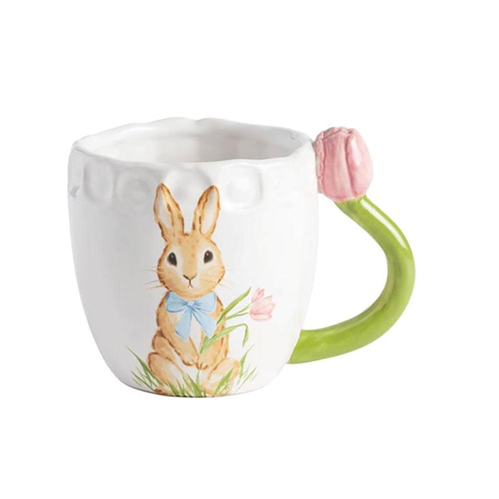Pink Tulip Handle Mug