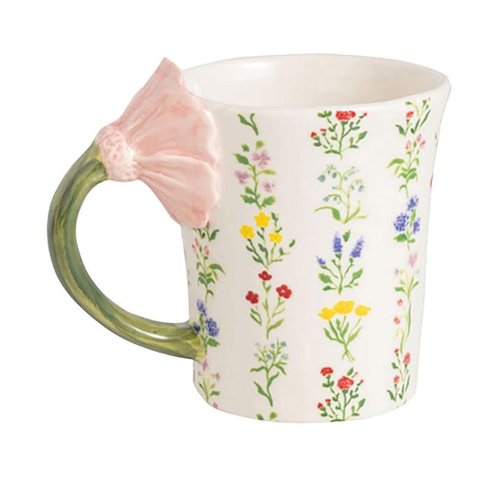 Pattern with Pink Flower Handle Mug