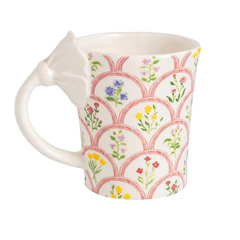 Pattern with White Flower Handle Mug