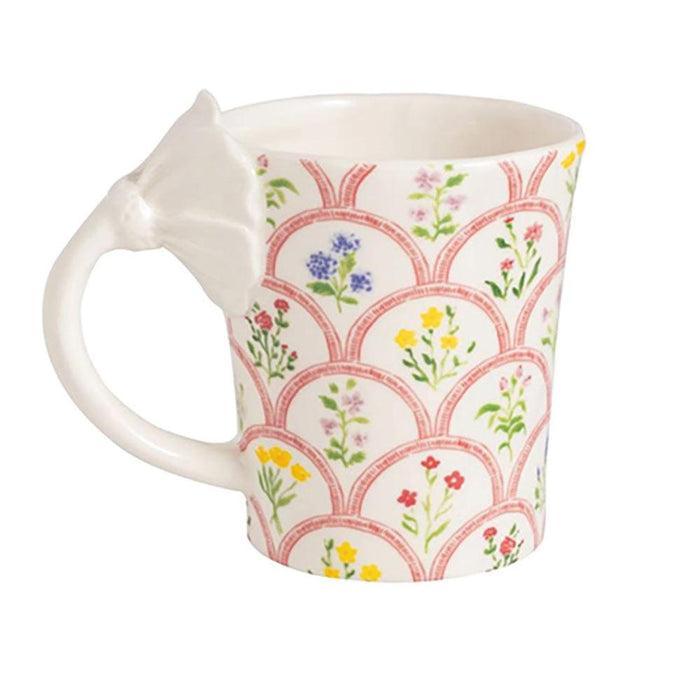 Pattern with White Flower Handle Mug