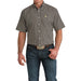 Men's White Brown Print Short Sleeve Shirt
