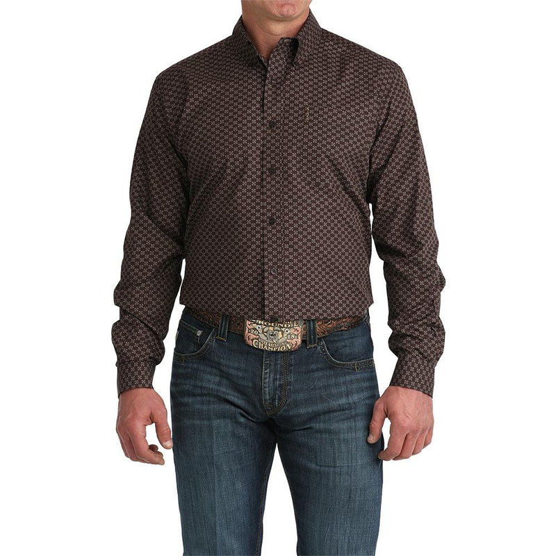 Men's Brown Print Modern Fit Shirt