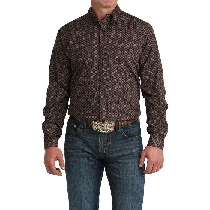 Men's Brown Print Modern Fit Shirt