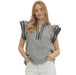 Women's Black Gingham Flutter Sleeve Top