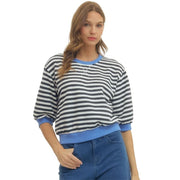 Women's Black Stripe Cuff Sleeve Top