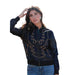 Women's Black Embroidered Bomber Jacket