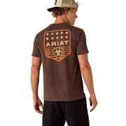 Men's Stripe Patriotic Badge Brown Tee Shirt