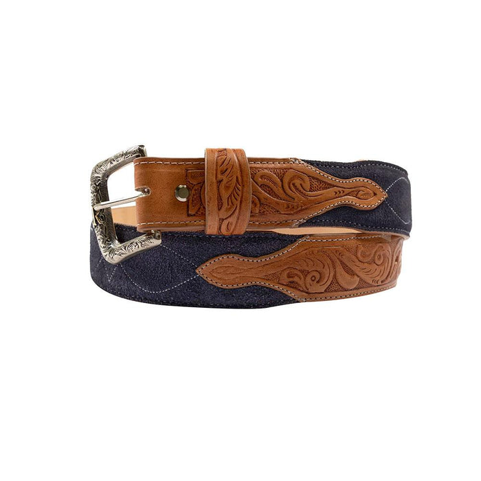Men's Navy Stitched Roughout Belt