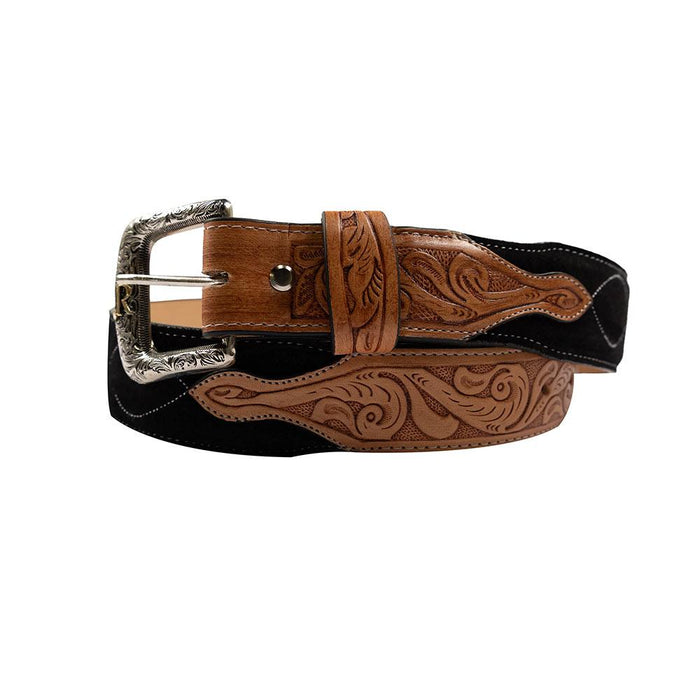 Men's Black Stitched Roughout Belt