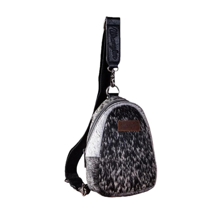 Black & White Cowhide Sling Bag