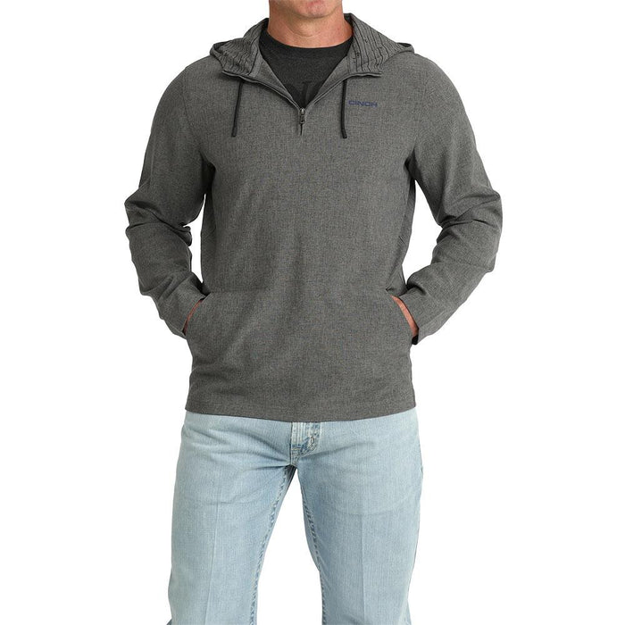 Men's Grey 1/4 Zip Hooded Pullover
